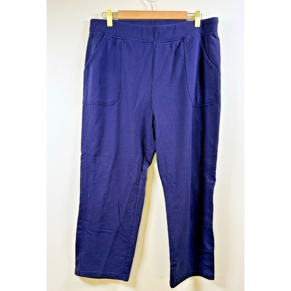Realcomfort by Chadwicks Women's Blue Knit Pull-On Pants Stretch Pockets - L